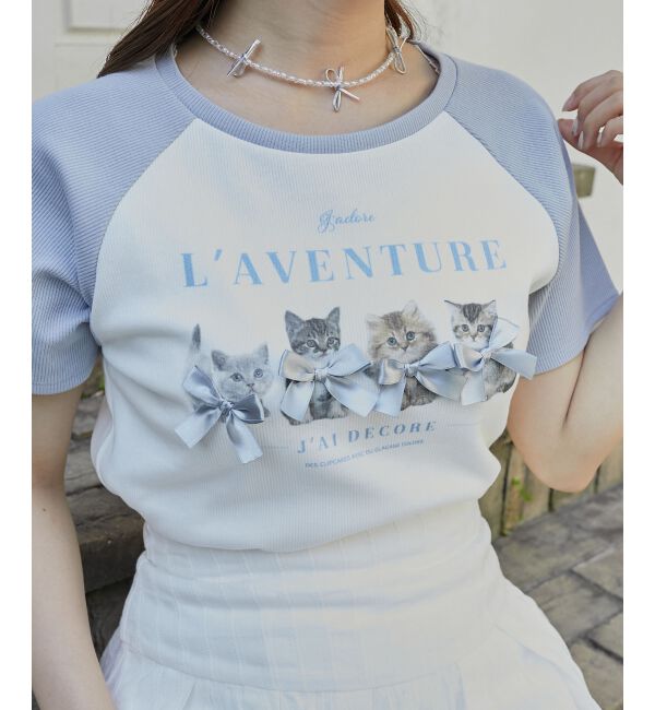  「ラグランネコチャンTシャツ」|Tシャツ・カットソー|