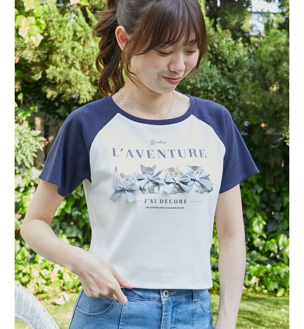  「ラグランネコチャンTシャツ」|Tシャツ・カットソー|
