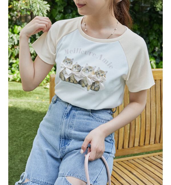  「ラグランネコチャンTシャツ」|Tシャツ・カットソー|