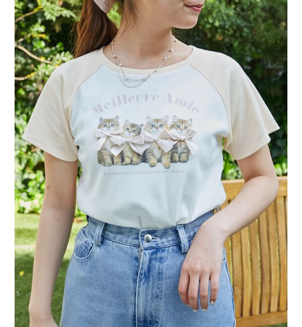  「ラグランネコチャンTシャツ」|Tシャツ・カットソー|