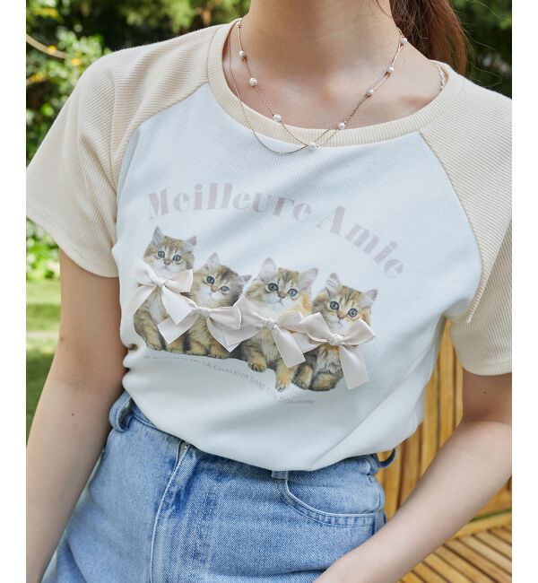  「ラグランネコチャンTシャツ」|Tシャツ・カットソー|