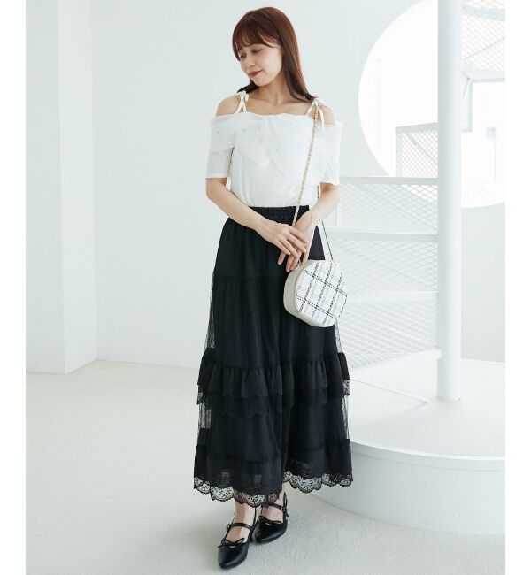  「キラキラビジューオフショルトップス」|Tシャツ・カットソー|