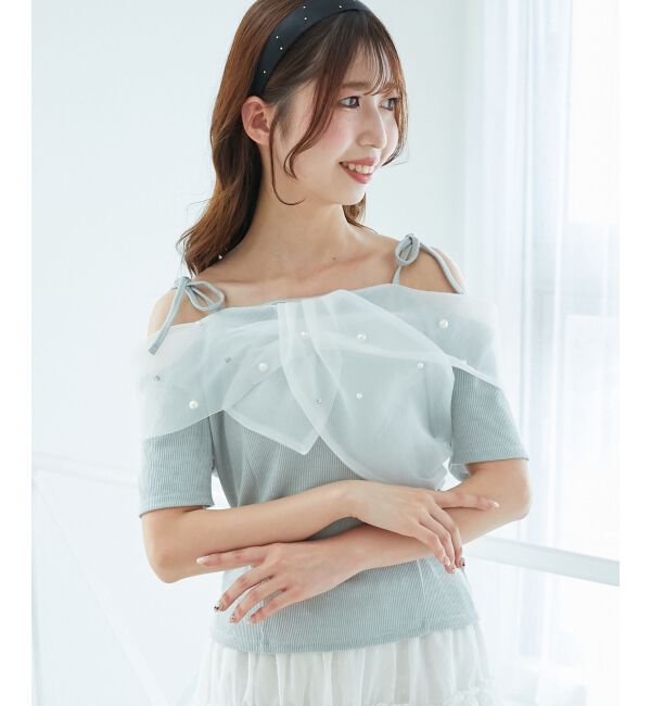  「キラキラビジューオフショルトップス」|Tシャツ・カットソー|