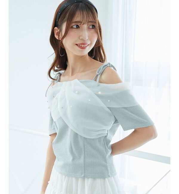  「キラキラビジューオフショルトップス」|Tシャツ・カットソー|