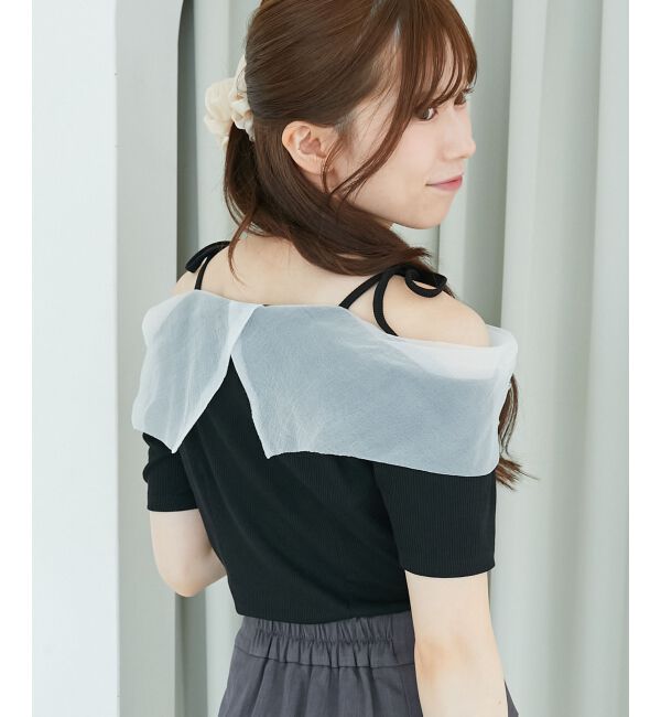  「キラキラビジューオフショルトップス」|Tシャツ・カットソー|