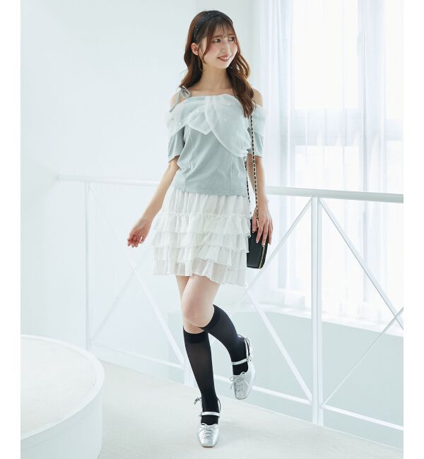  「キラキラビジューオフショルトップス」|Tシャツ・カットソー|