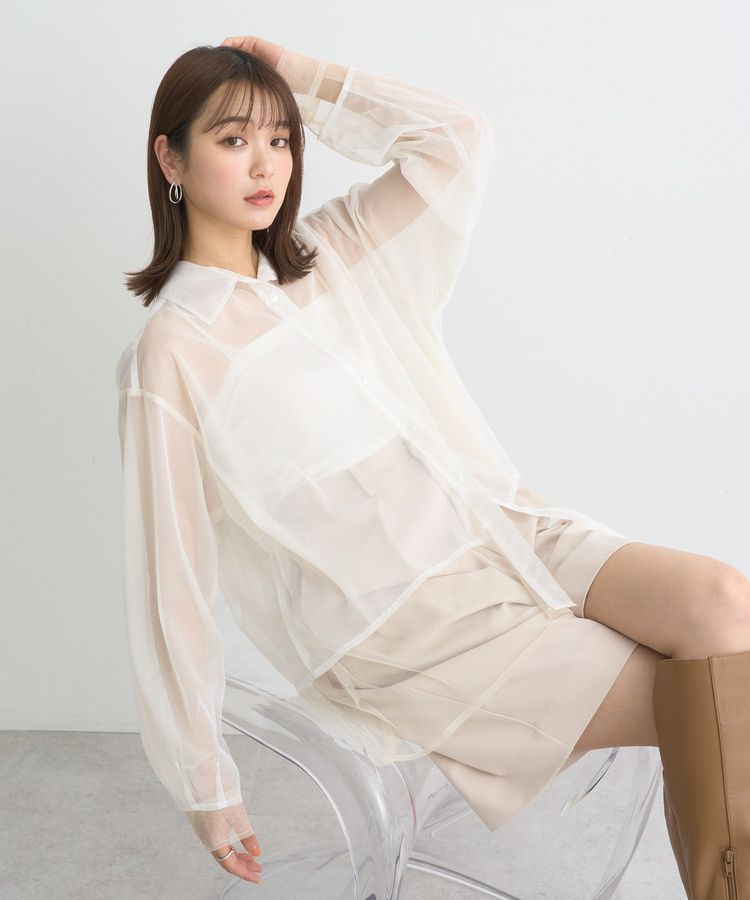 earth music&ecology「チュールレイヤードシャツ」|シャツ・ブラウス|Ivory