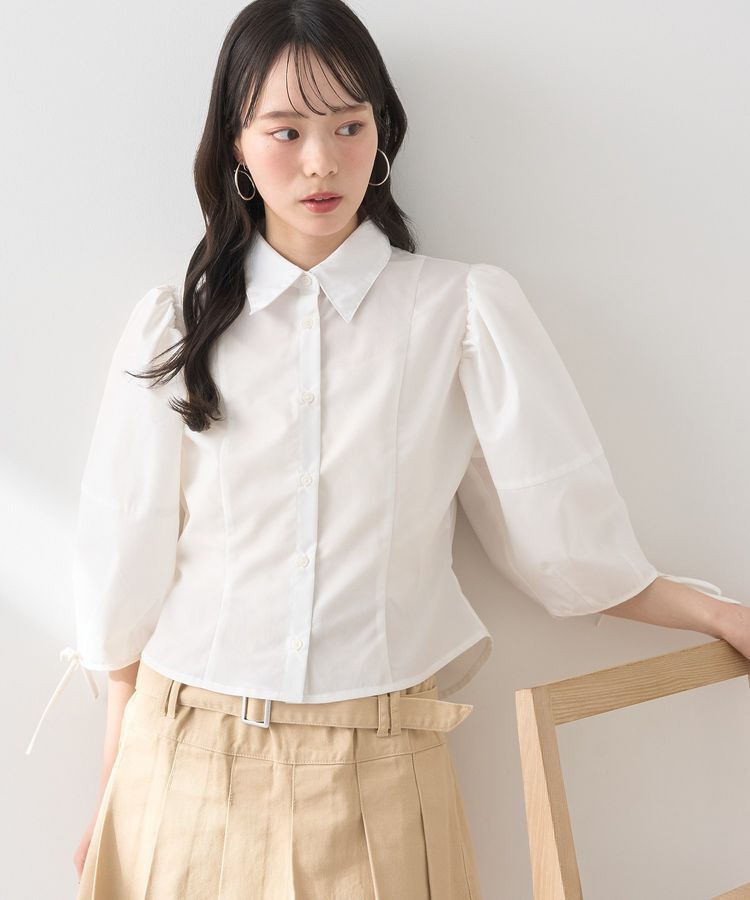 earth music&ecology「パワショルペプラムシャツ」|シャツ・ブラウス|White