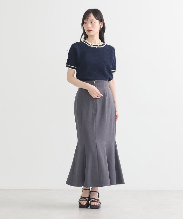 earth music&ecology「バイカラーフラワージャガードニットプルオーバー」|ニット・セーター|