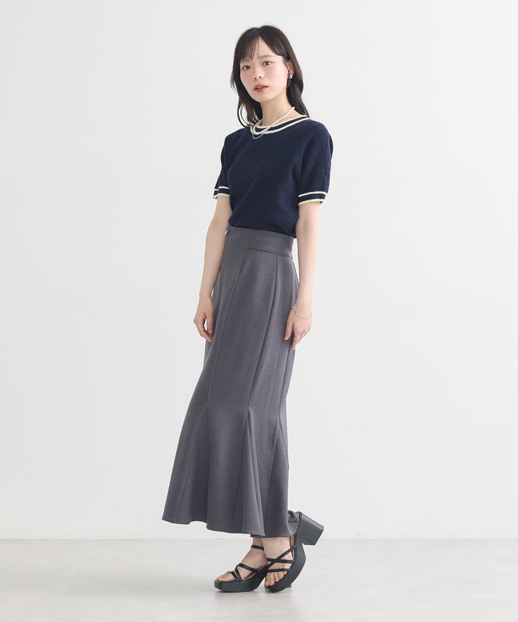 earth music&ecology「バイカラーフラワージャガードニットプルオーバー」|ニット・セーター|