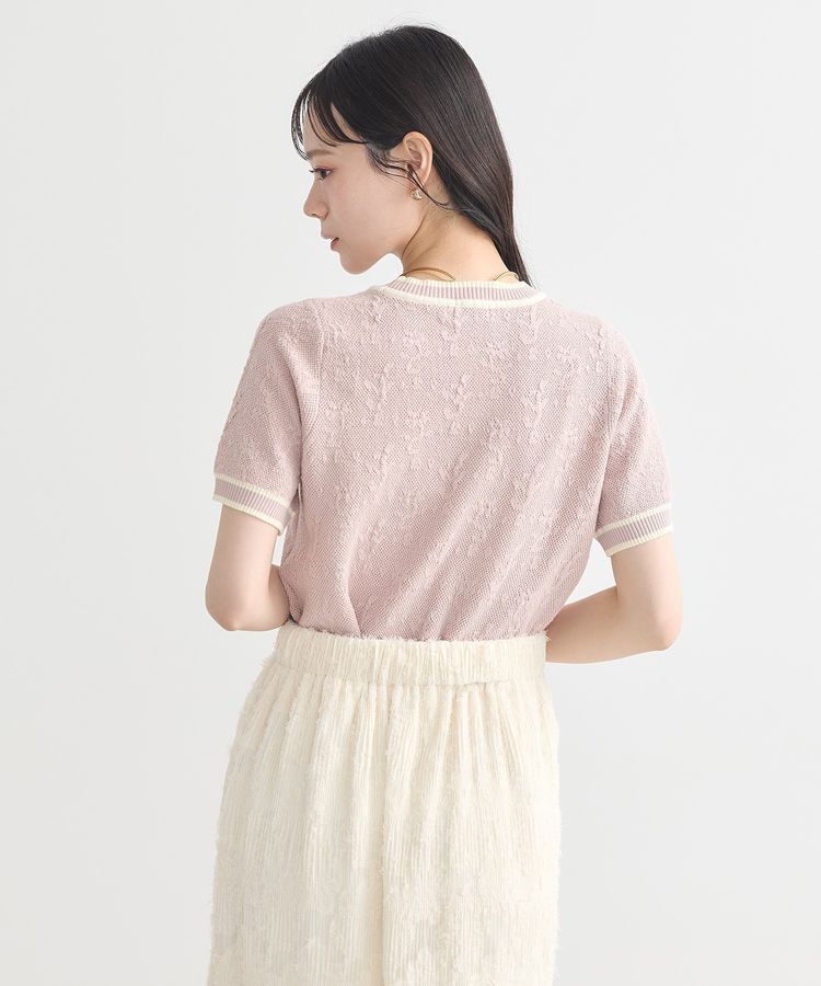 earth music&ecology「バイカラーフラワージャガードニットプルオーバー」|ニット・セーター|