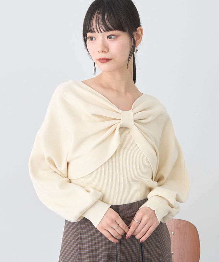 earth music&ecology「【WEB限定】リボンニットアンサンブル」|ニット・セーター|