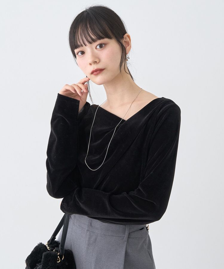 earth music&ecology「シアーベロアドレープネックプルオーバー」|Tシャツ・カットソー|