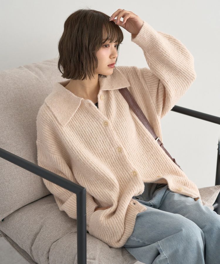 earth music&ecology「襟付きニットアウター」|カーディガン|