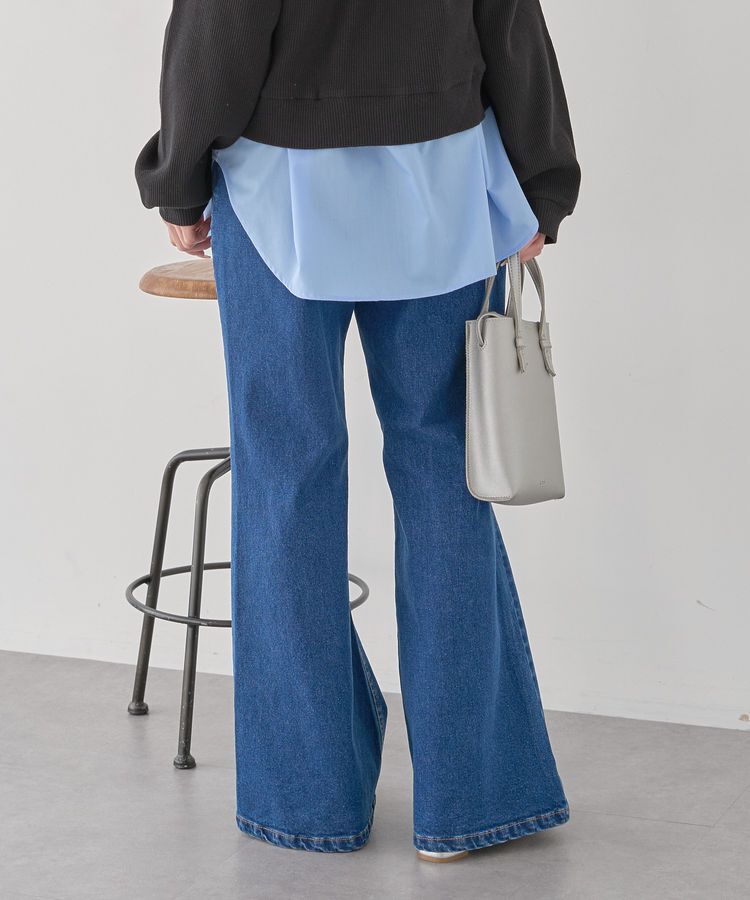 earth music&ecology「切り替えフレアデニムパンツ」|デニム|