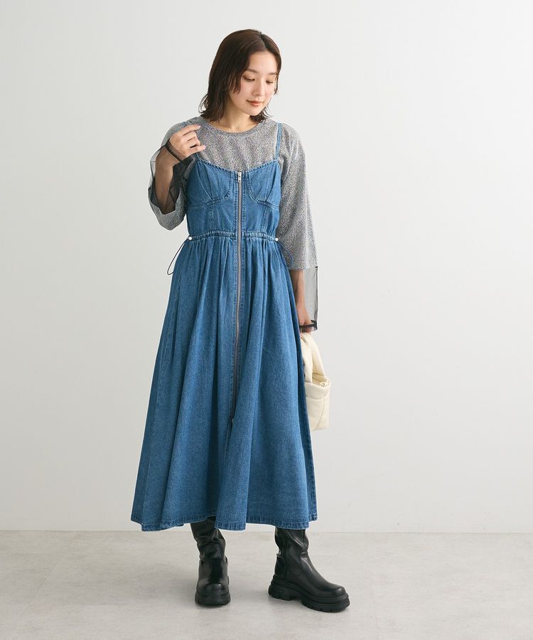 Green Parks「袖チュールドッキングラメプルオーバー」|Tシャツ・カットソー|