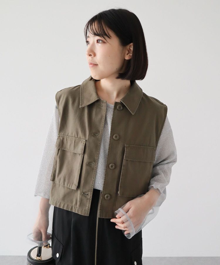 Green Parks「袖チュールドッキングラメプルオーバー」|Tシャツ・カットソー|