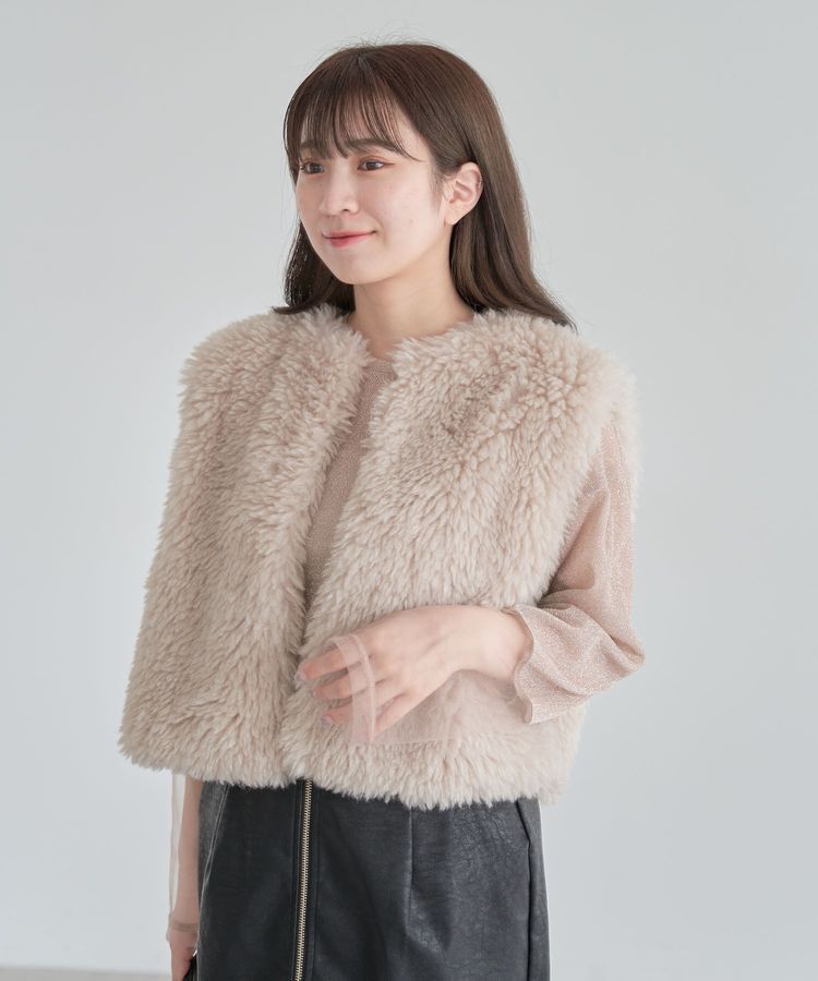 Green Parks「袖チュールドッキングラメプルオーバー」|Tシャツ・カットソー|