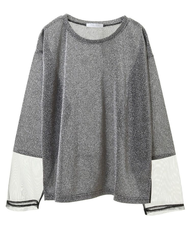 Green Parks「袖チュールドッキングラメプルオーバー」|Tシャツ・カットソー|