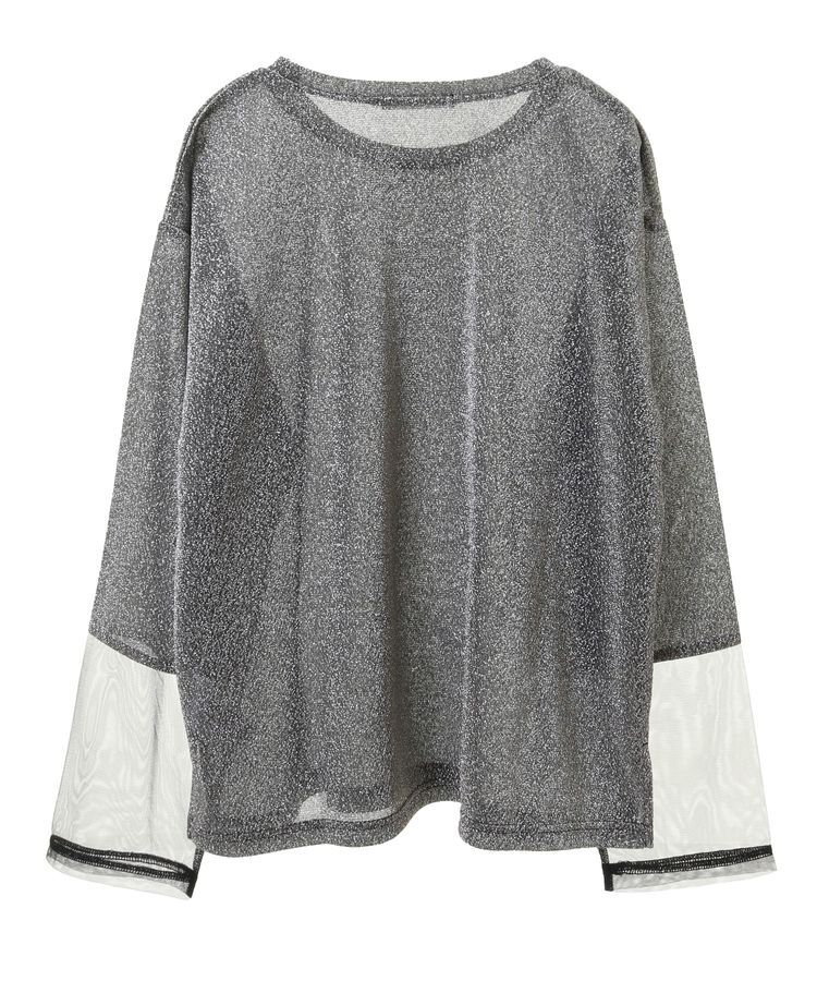 Green Parks「袖チュールドッキングラメプルオーバー」|Tシャツ・カットソー|