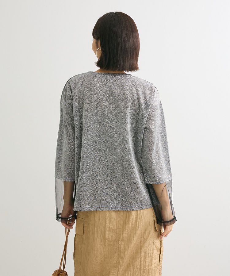 Green Parks「袖チュールドッキングラメプルオーバー」|Tシャツ・カットソー|