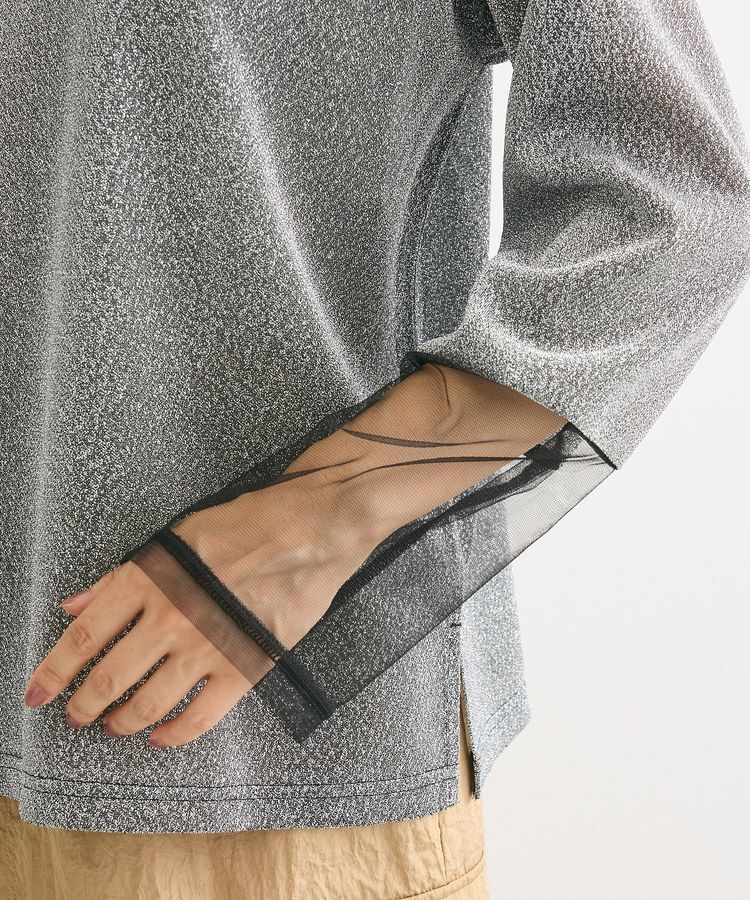 Green Parks「袖チュールドッキングラメプルオーバー」|Tシャツ・カットソー|