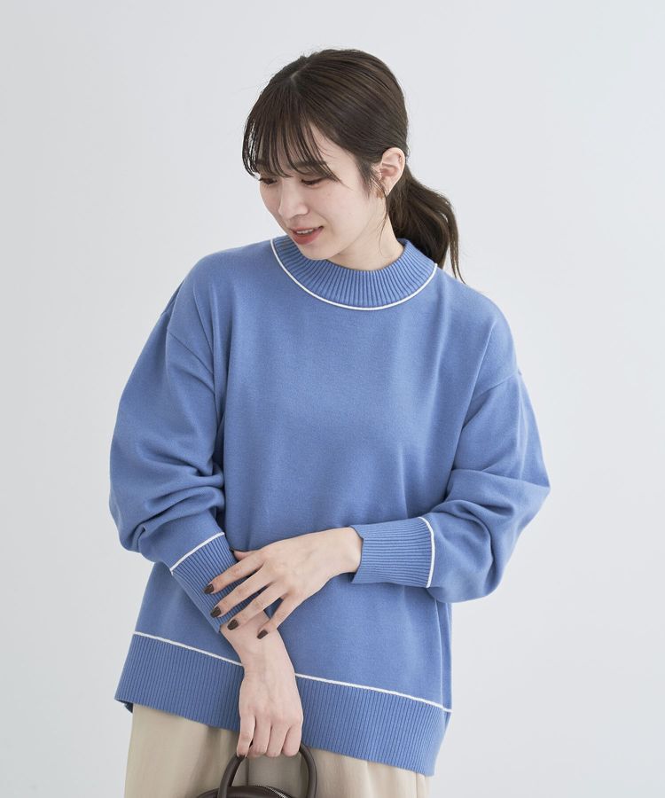 Green Parks「もちやわモックネックニットプルオーバー」|ニット・セーター|Sax