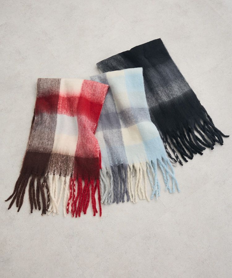 Green Parks「・furry rate グラデーションチェックマフラー」|マフラー|