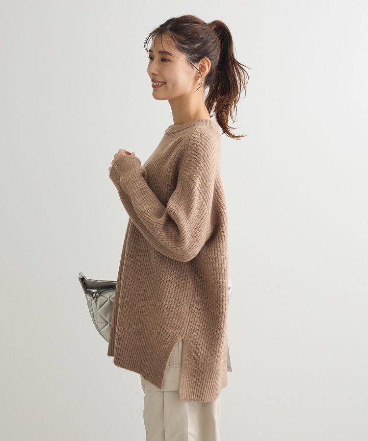 Green Parks「fuwaっと 畦チュニック」|ニット・セーター|Camel