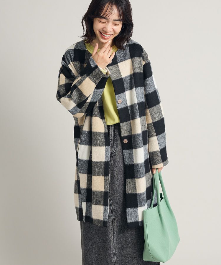 Green Parks「シャギーノーカラーコート」|その他|Beige