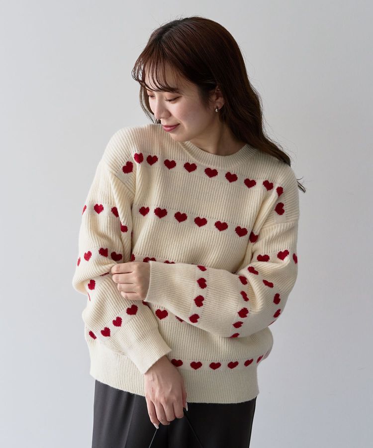 Green Parks「・swing by ハートクルーネックニット」|ニット・セーター|