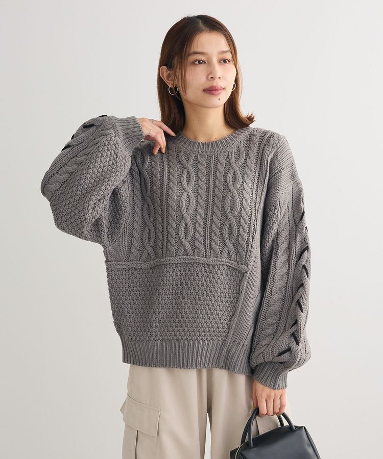Green Parks「変形ケーブルニットプルオーバー」|ニット・セーター|