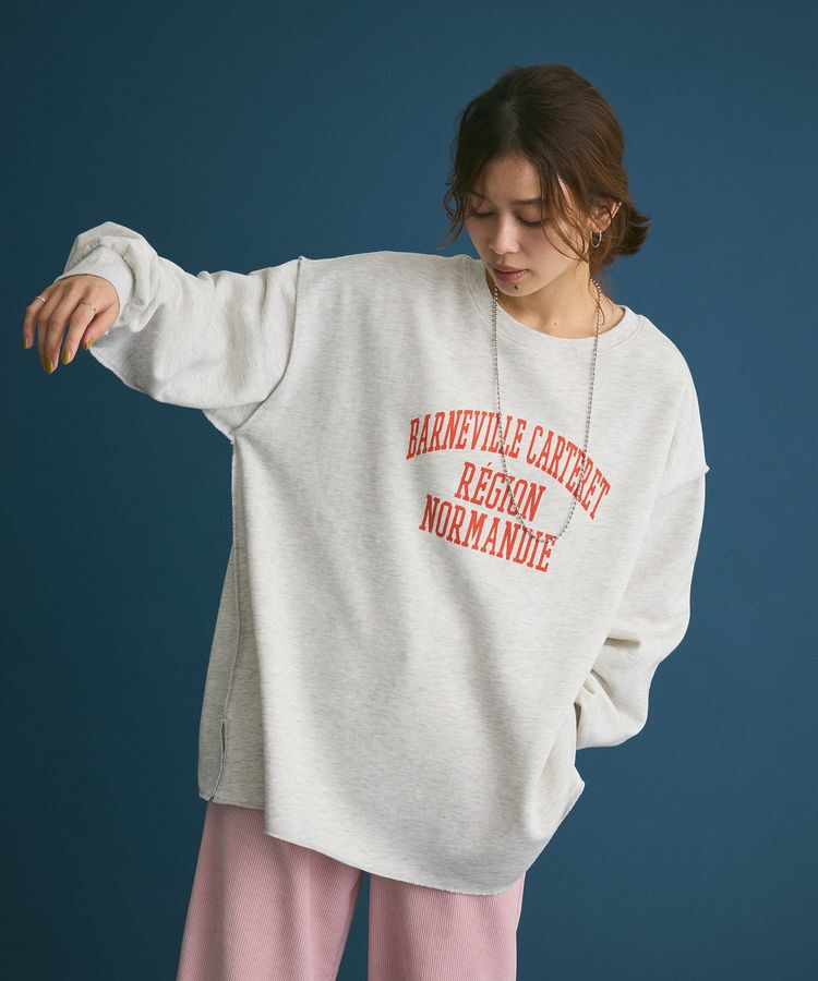 Green Parks「裏起毛配色ステッチロゴチュニック」|スウェット・ジャージ|Oatmeal