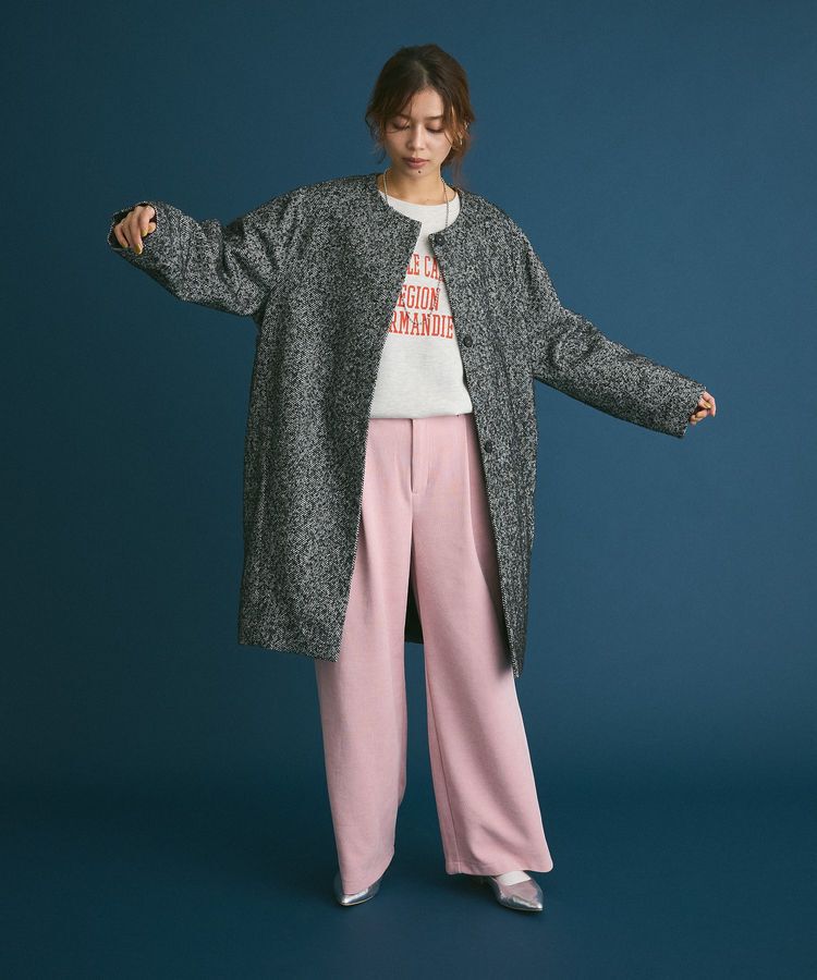 Green Parks「裏起毛配色ステッチロゴチュニック」|スウェット・ジャージ|