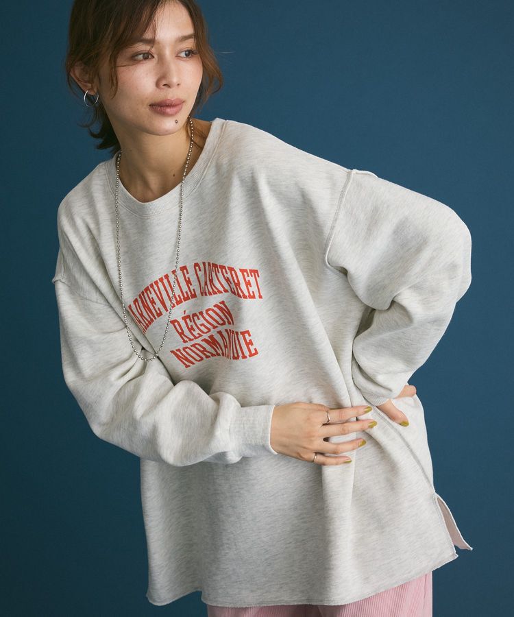 Green Parks「裏起毛配色ステッチロゴチュニック」|スウェット・ジャージ|