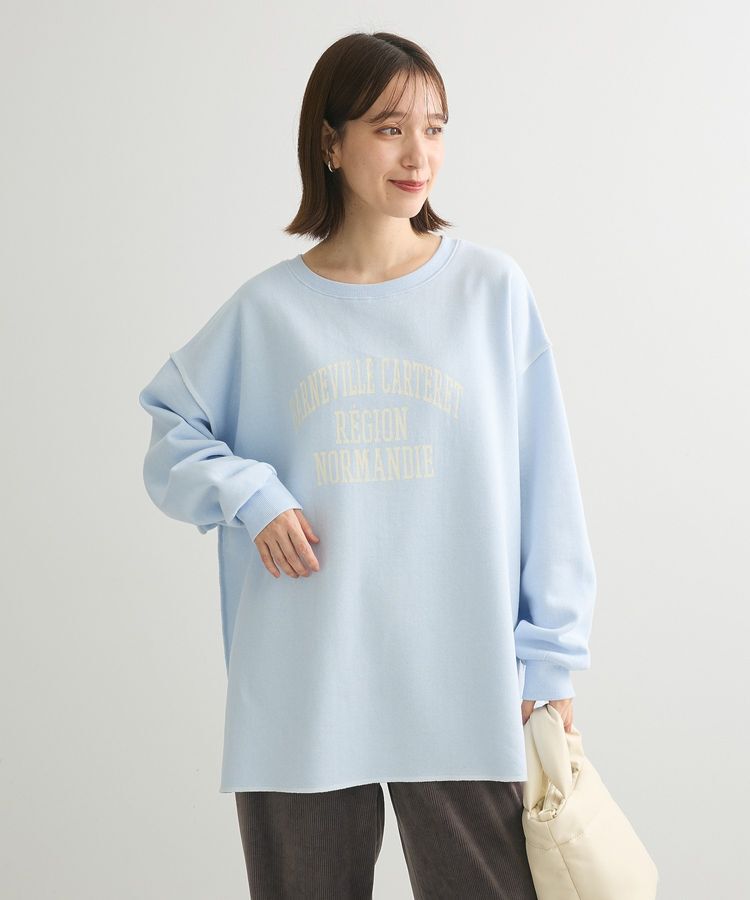 Green Parks「裏起毛配色ステッチロゴチュニック」|スウェット・ジャージ|Light Blue