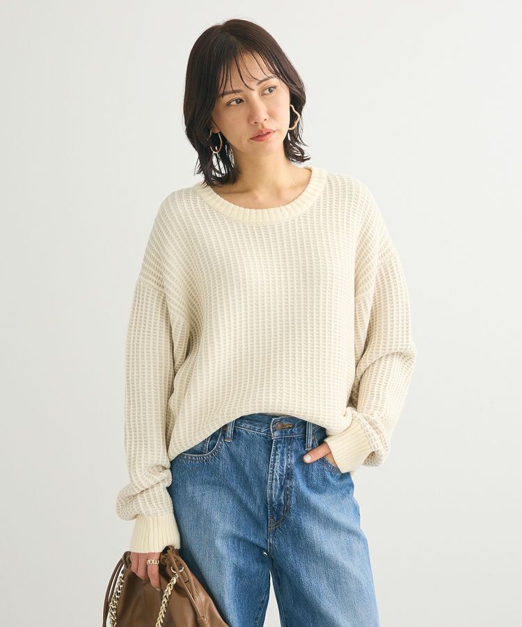 Green Parks「・ELENCARE DUE タック編バイカラーニット」|ニット・セーター|Off White