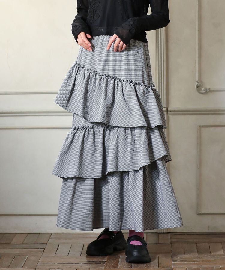 Green Parks「・ELENCARE DUE ギンガムティアードスカート」|スカート|