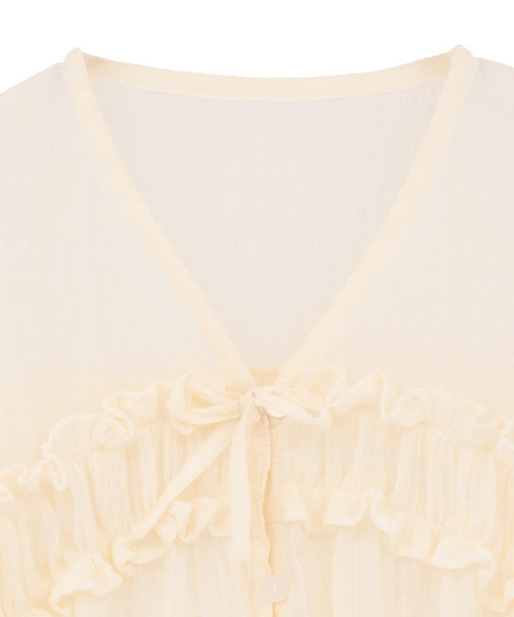 Green Parks「kids Vネックフリルシアープリーツブラウス」|シャツ・ブラウス|