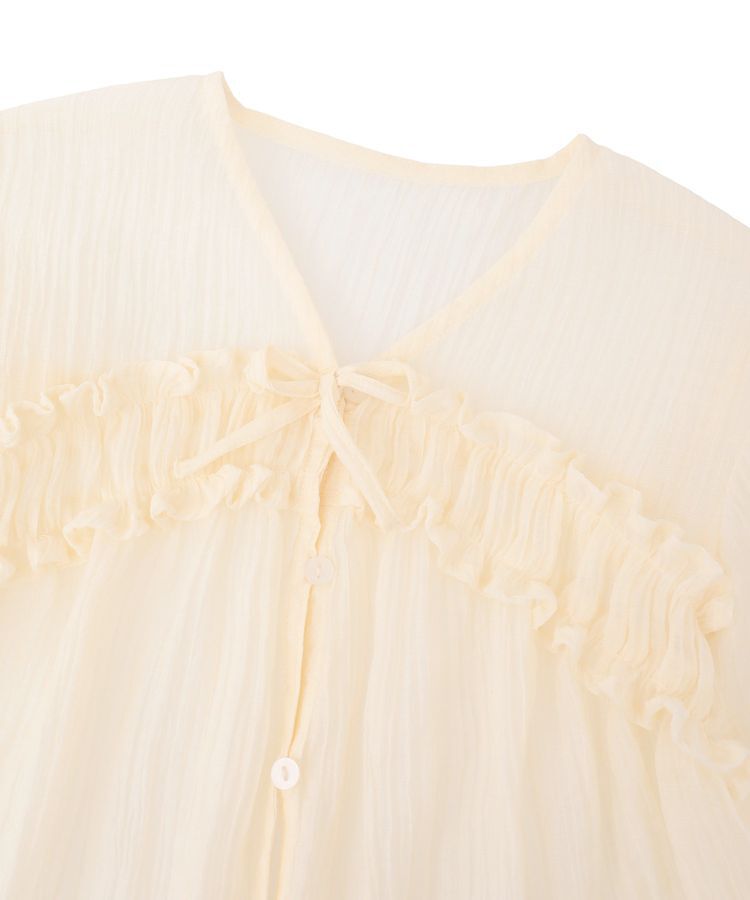 Green Parks「kids Vネックフリルシアープリーツブラウス」|シャツ・ブラウス|