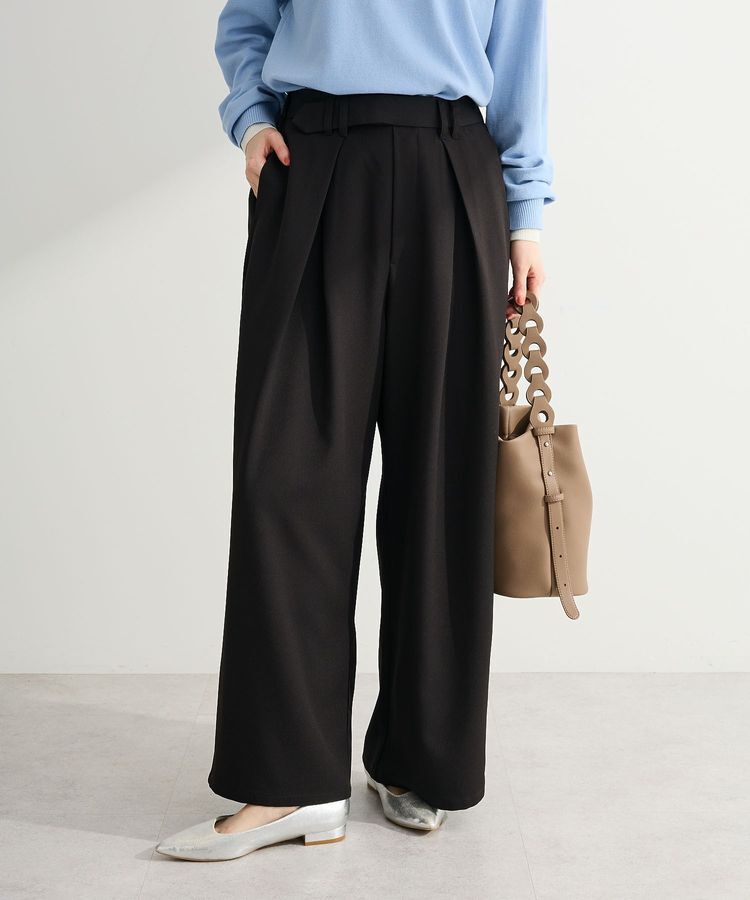 Green Parks「デザインタックワイドパンツ」|その他|Black