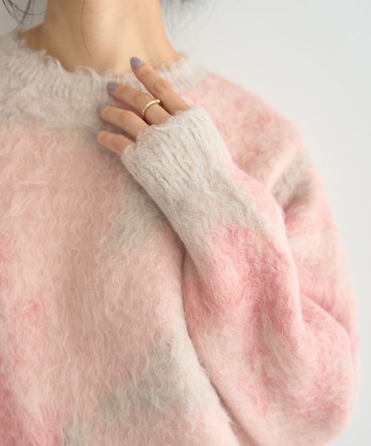 YECCA VECCA「フラワー柄シャギーニット」|ニット・セーター|