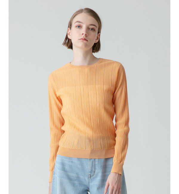 allureville「シアーストライプクループルオーバー」|その他|オレンジ