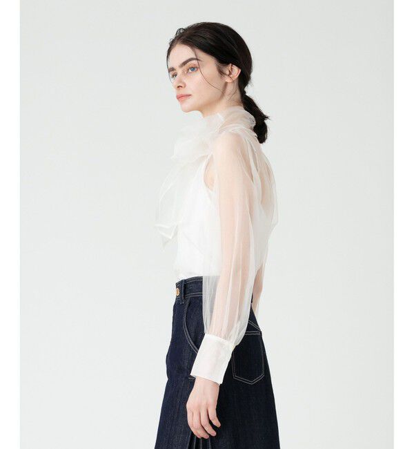 LOULOU WILLOUGHBY「《ドラマ着用》【LOULOU WILLOUGHBY】シルキーリボンブラウス」|シャツ・ブラウス|