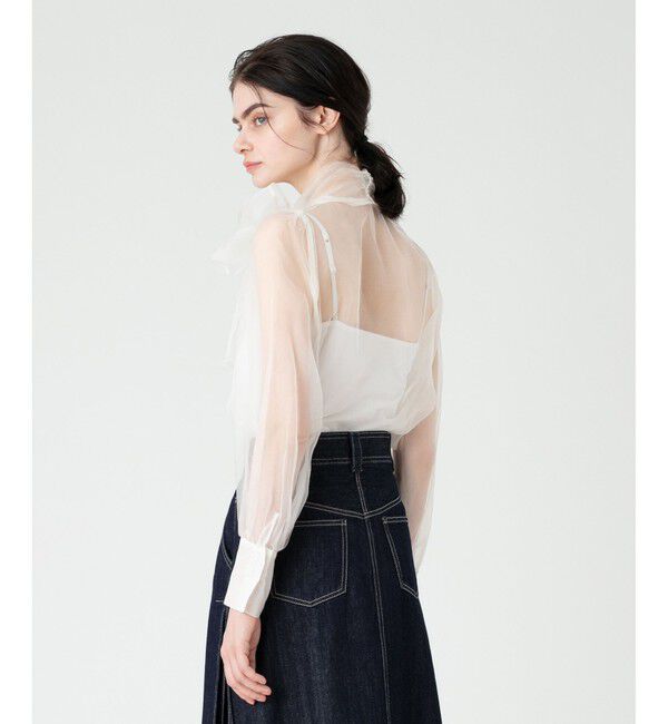 LOULOU WILLOUGHBY「《ドラマ着用》【LOULOU WILLOUGHBY】シルキーリボンブラウス」|シャツ・ブラウス|