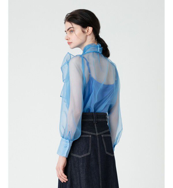 LOULOU WILLOUGHBY「《ドラマ着用》【LOULOU WILLOUGHBY】シルキーリボンブラウス」|シャツ・ブラウス|