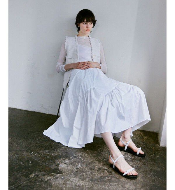 allureville「◇バイヤス切替ギャザースカート」|スカート|ホワイト