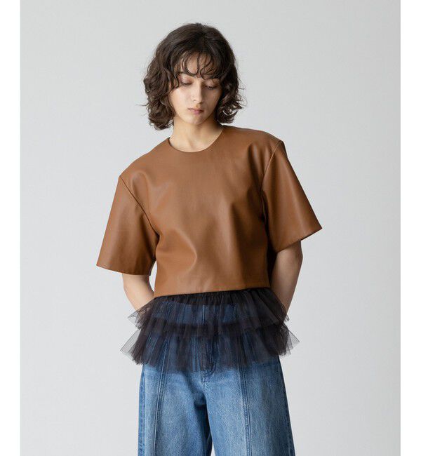 allureville「フェイクレザーTブラウス」|シャツ・ブラウス|