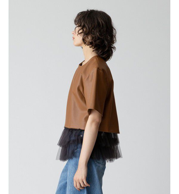 allureville「フェイクレザーTブラウス」|シャツ・ブラウス|