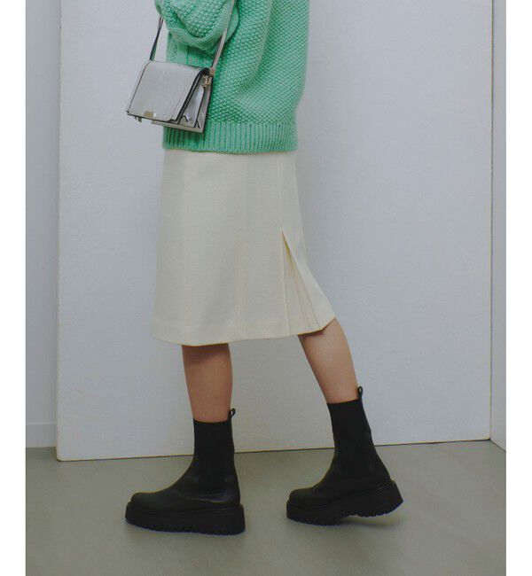 allureville「ハードメルトンスムースミディスカート」|タイト|